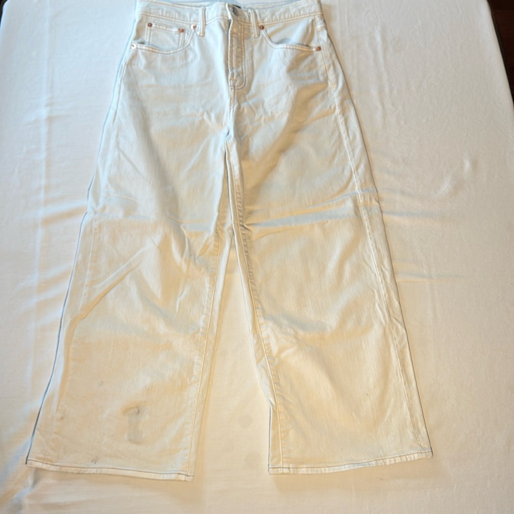 Gap White Denim High Rise Wide Leg Pant